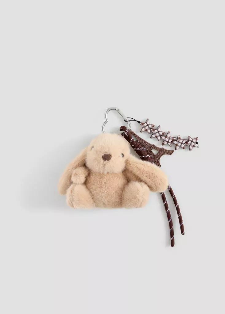 Brown Bunny Charm Keychain, Kids Girls, Light Pastel Brown, large image number 0