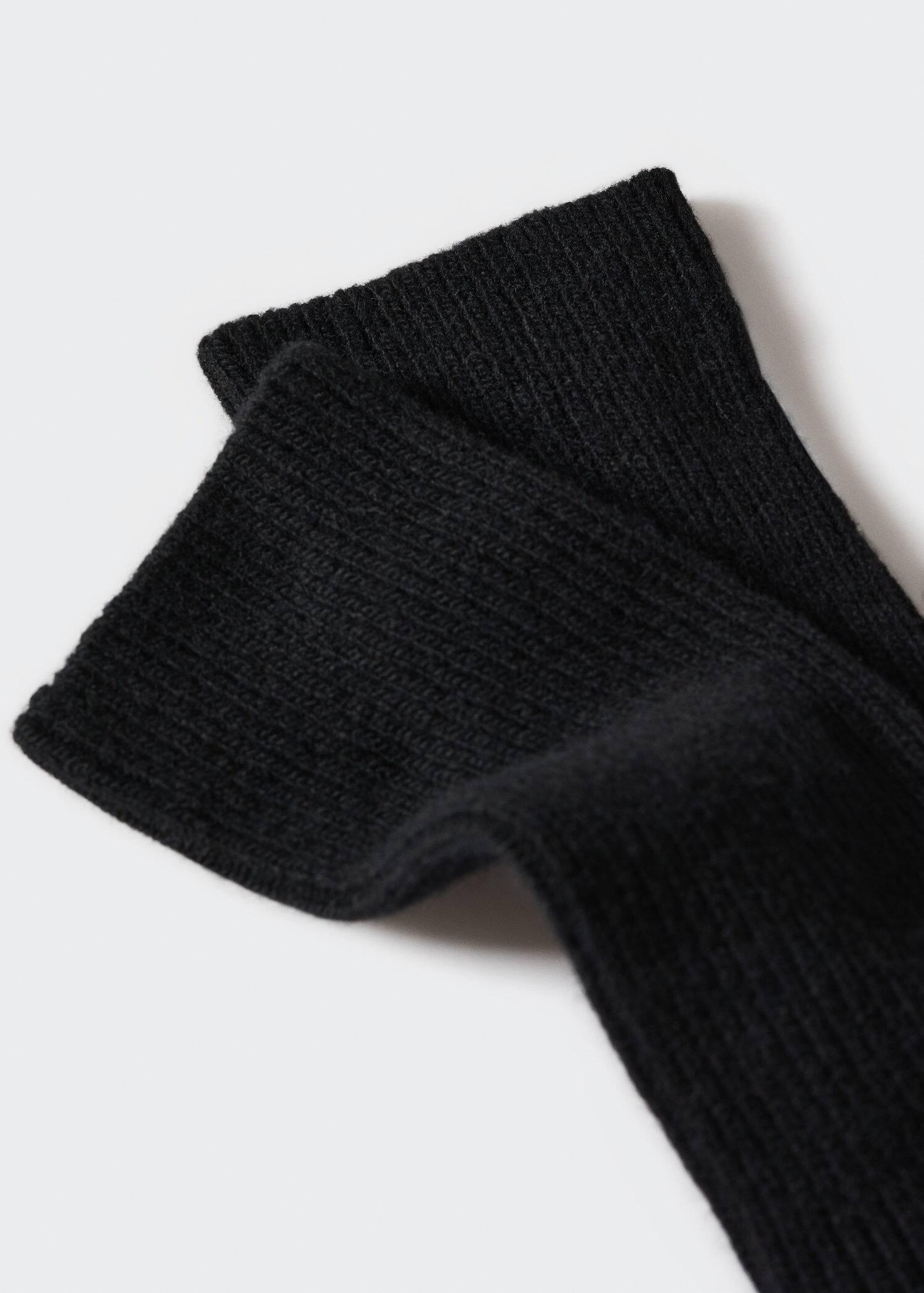 black Ribbed woollen socks, , large image number 0