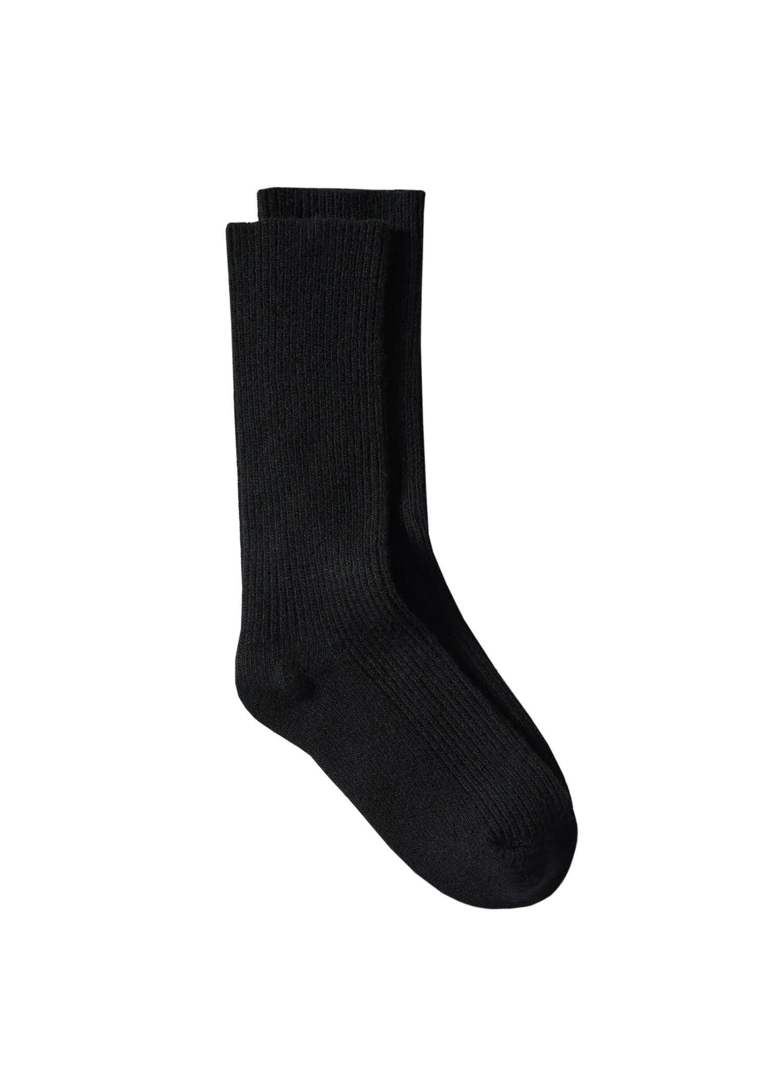black Ribbed woollen socks, , large image number 1