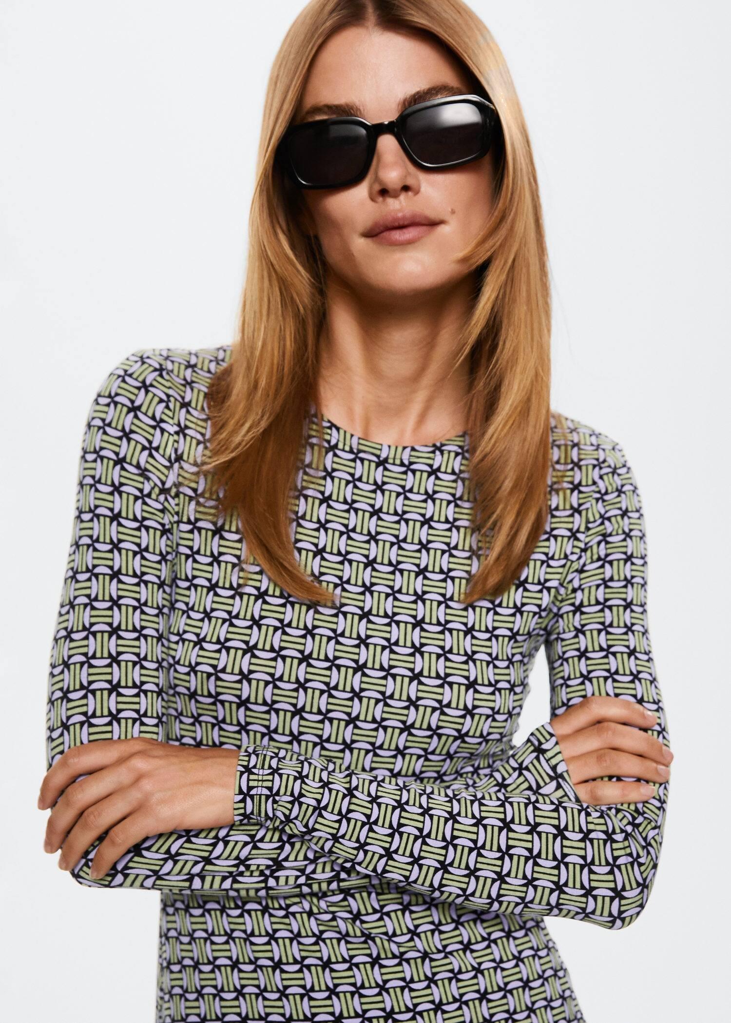 Green Printed Short Dress, , large image number 2