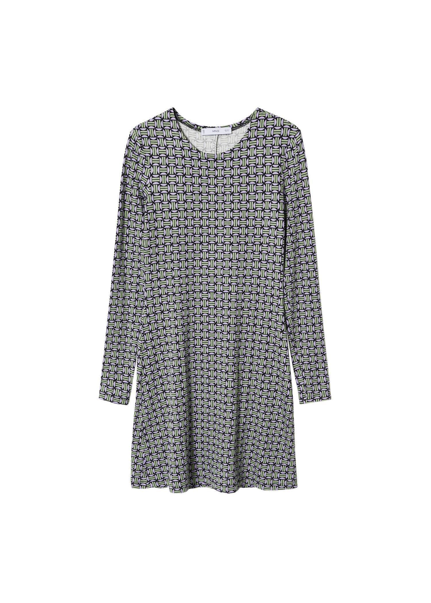 Green Printed Short Dress, , large image number 6