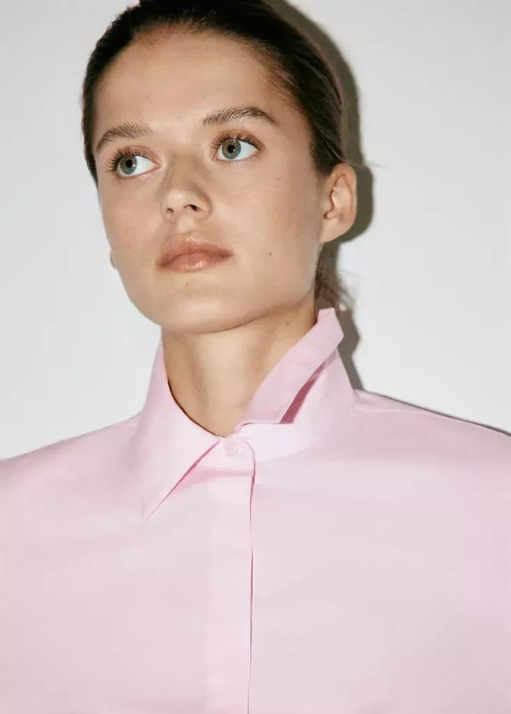 Pink Slim-Fit Poplin Shirt, Light-Pastel Pink, large image number 3