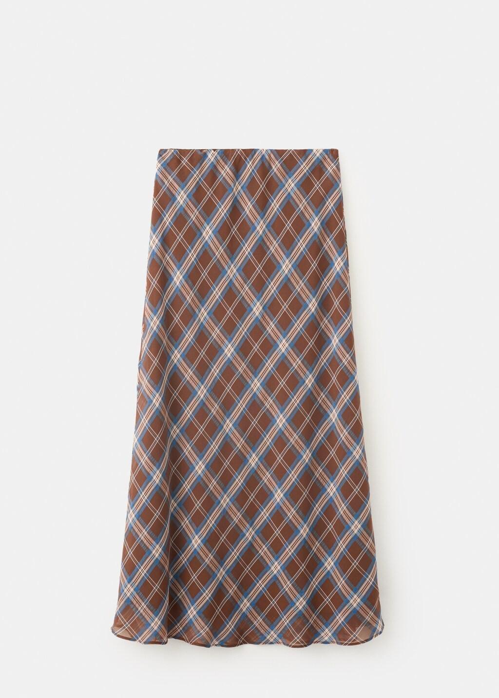 BROWN Checked midi skirt, Brown, large image number 5