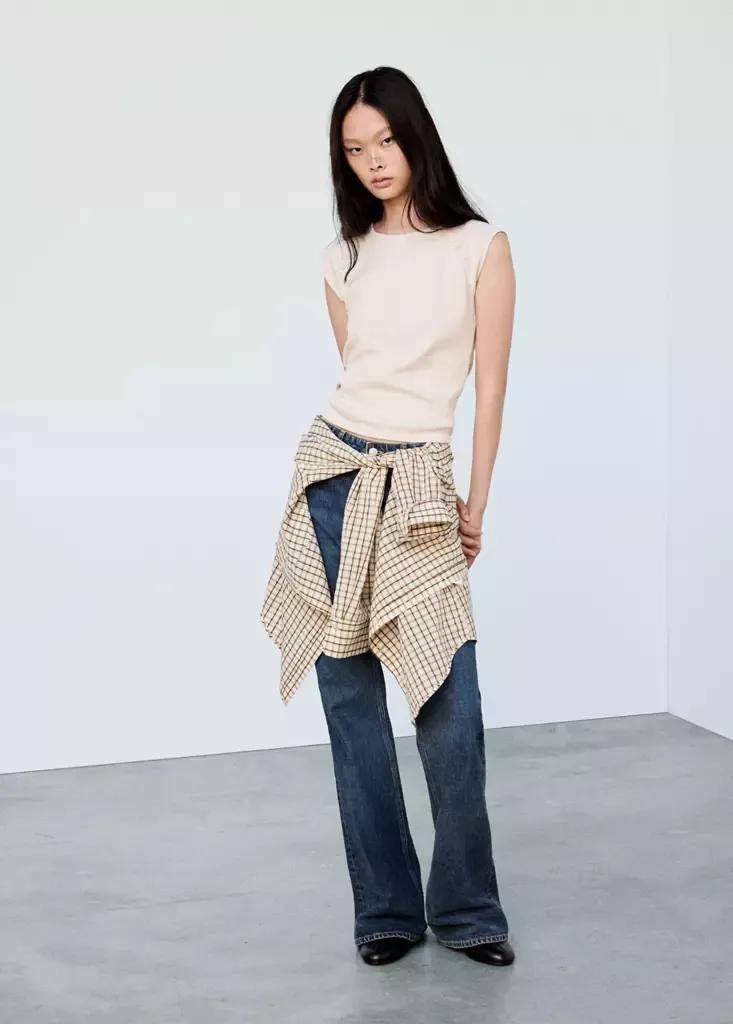 Beige Button Detail T-Shirt, , medium