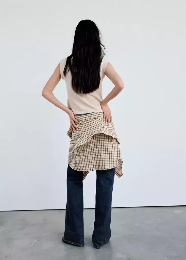 Beige Button Detail T-Shirt, , medium