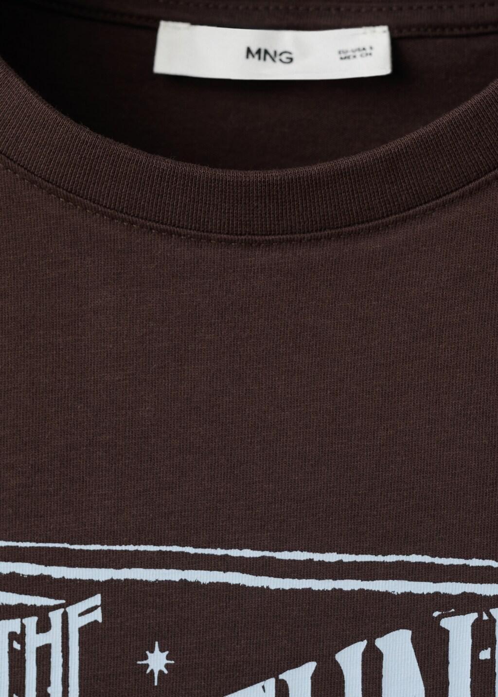 Brown Printed Cotton-Blend T-Shirt, Dark Brown, medium