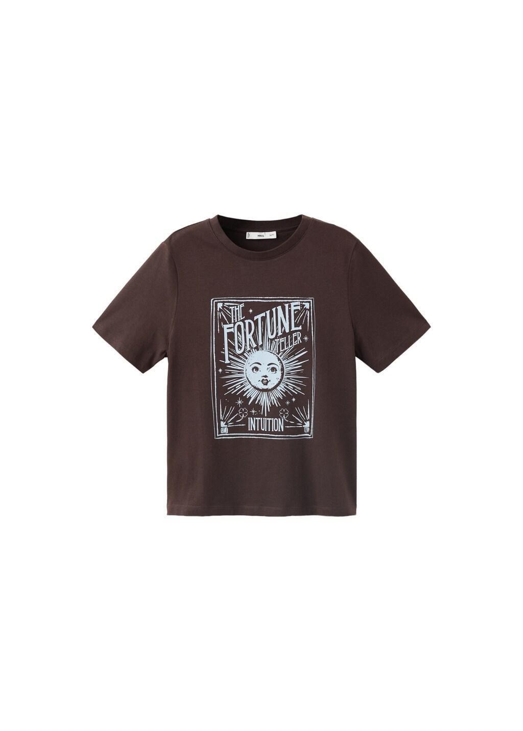 Brown Printed Cotton-Blend T-Shirt, Dark Brown, large image number 5