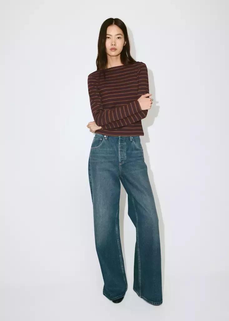 Brown Striped Cotton T-Shirt, , medium