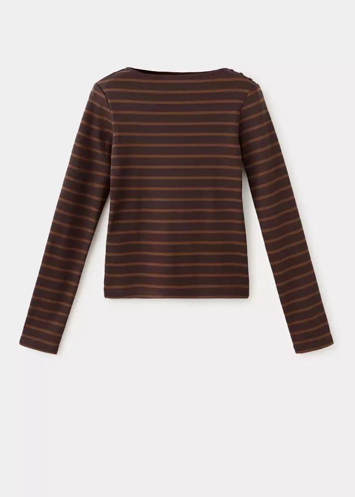 Brown Striped Cotton T-Shirt, , large image number 3