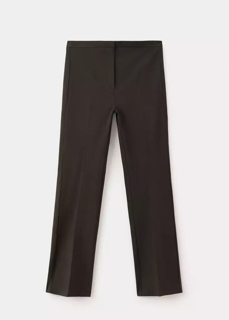 Brown Straight-Cut Crop Trousers, Dark Brown, large image number 4