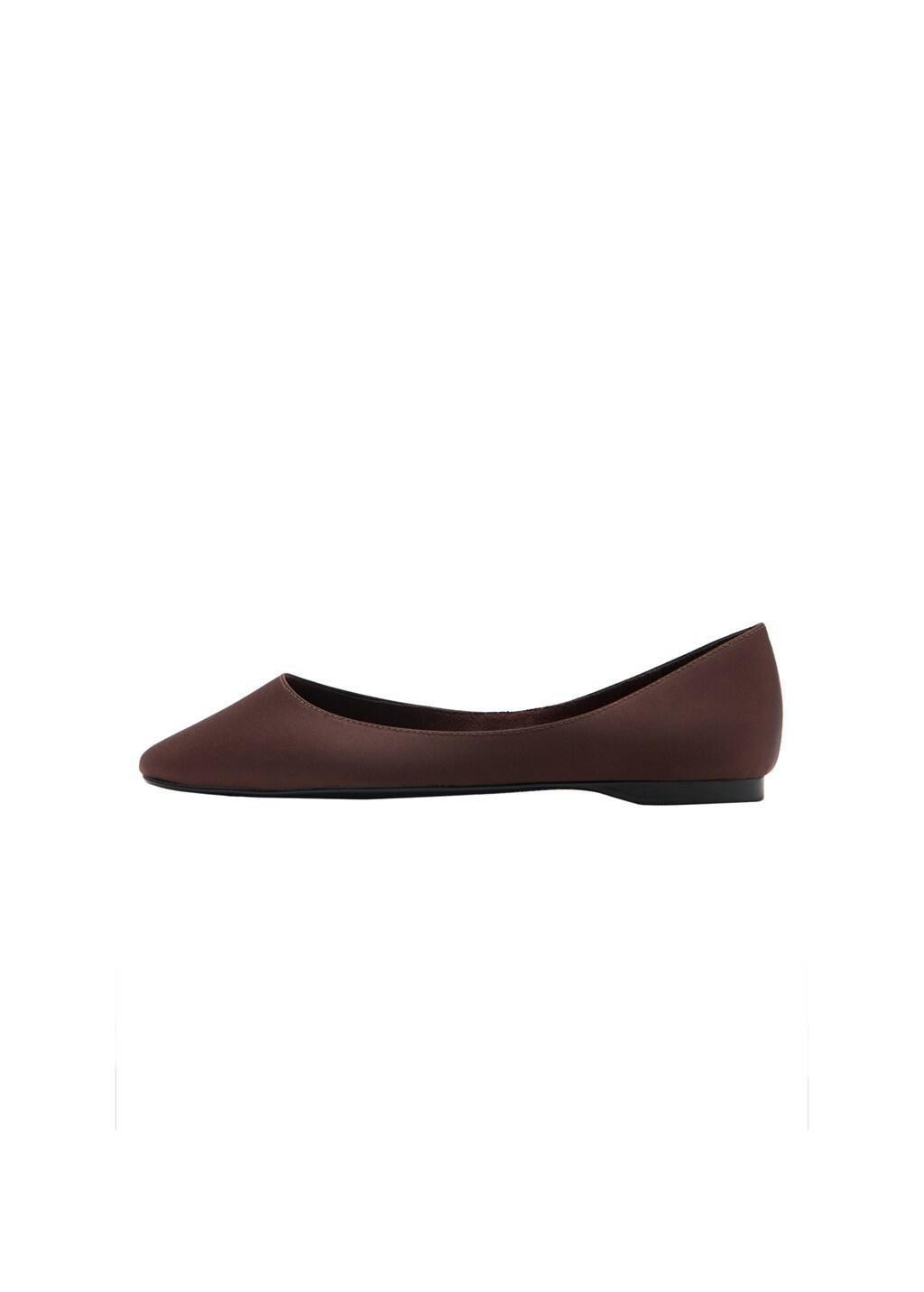 Brown Satin Ballerina Flat, Dark Brown, large image number 2