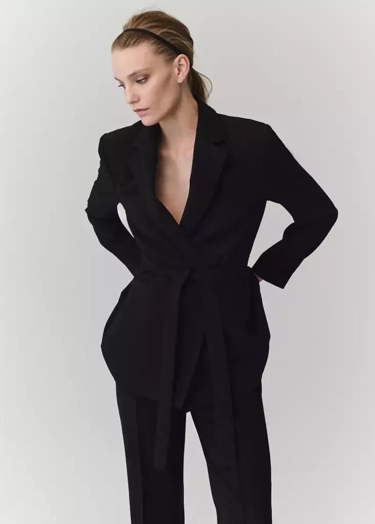 Black Flared Trousers With Seams, Black, large image number 3