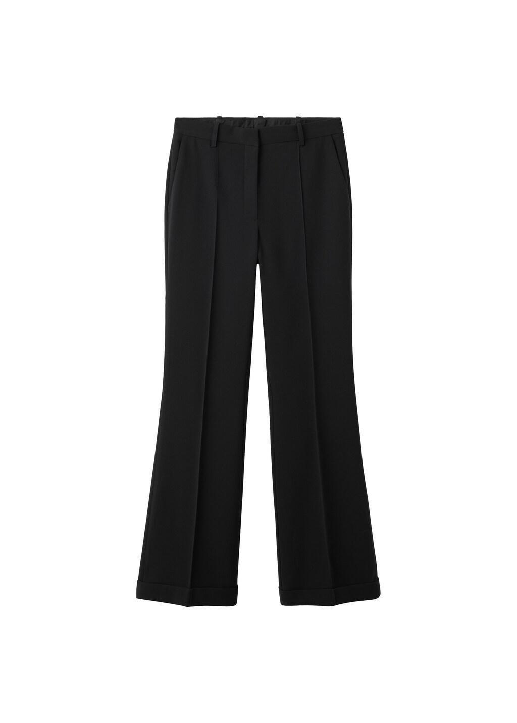 Black Flared Trousers With Seams, Black, large image number 5