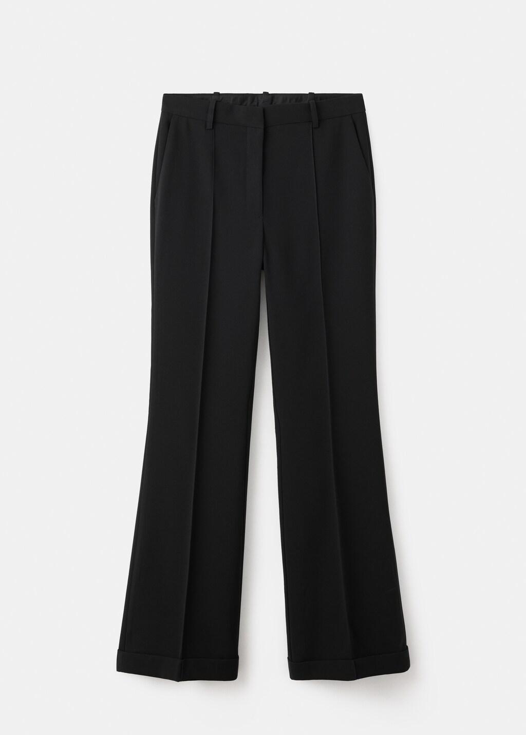 Black Flared Trousers With Seams, Black, large image number 6