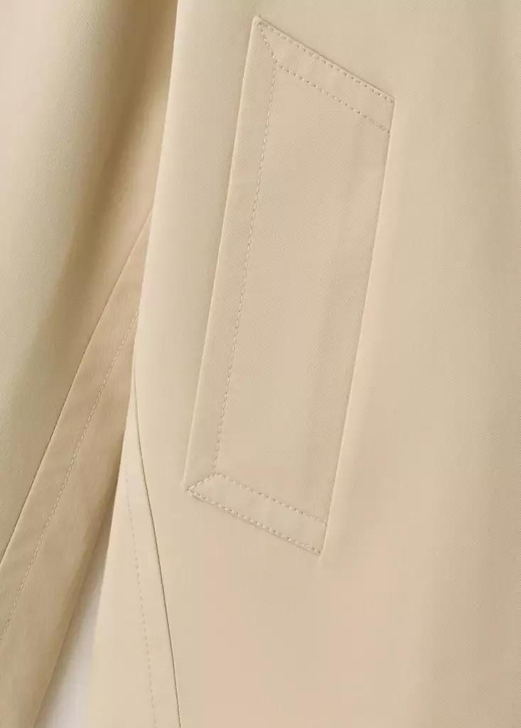 Beige Waxed Short Trench Coat, , large image number 6