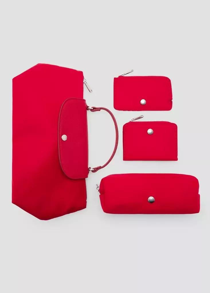 Red Nylon Toiletry Bag With Handle, , large image number 3