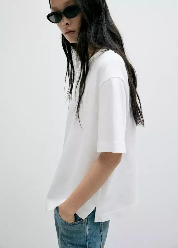 White Oversized Short-Sleeved T-Shirt, , large image number 3
