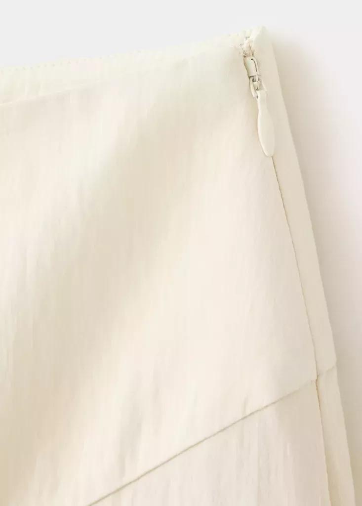 Beige Asymmetric Skirt With Lace Detail, , large image number 5
