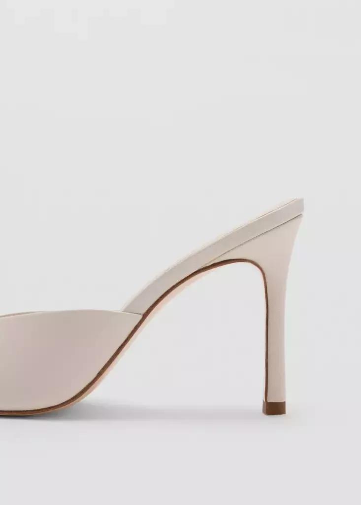 Beige Stiletto Heel Leather Sandals, Light Beige, large image number 2
