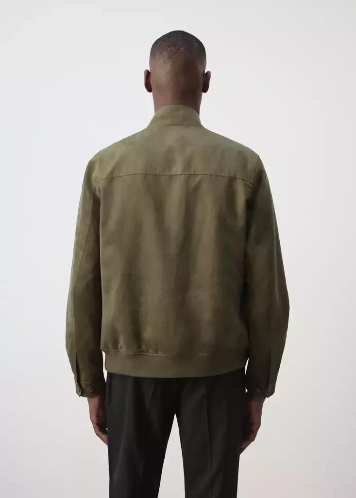 Khaki Suede-Effect Bomber Jacket, , medium
