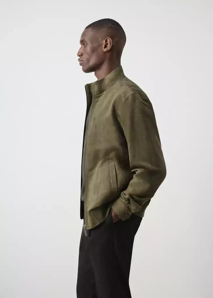 Khaki Suede-Effect Bomber Jacket, , large image number 4