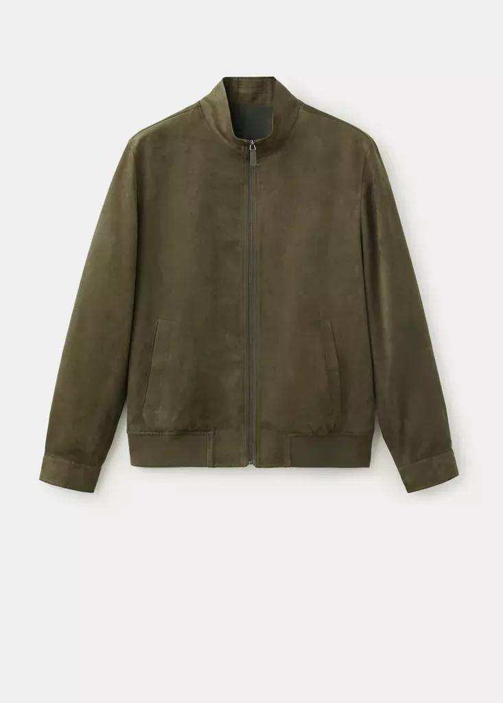 Khaki Suede-Effect Bomber Jacket, , large image number 5