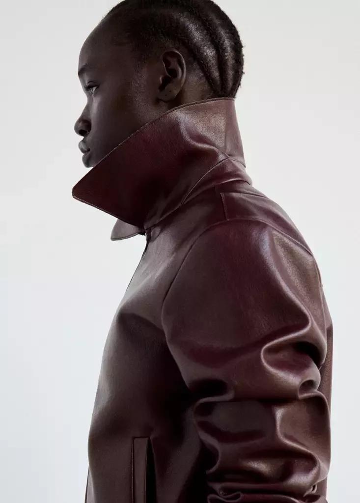Red Faux Leather Zip-Up Jacket, Dark Red, medium