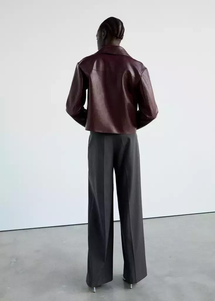 Red Faux Leather Zip-Up Jacket, Dark Red, large image number 2
