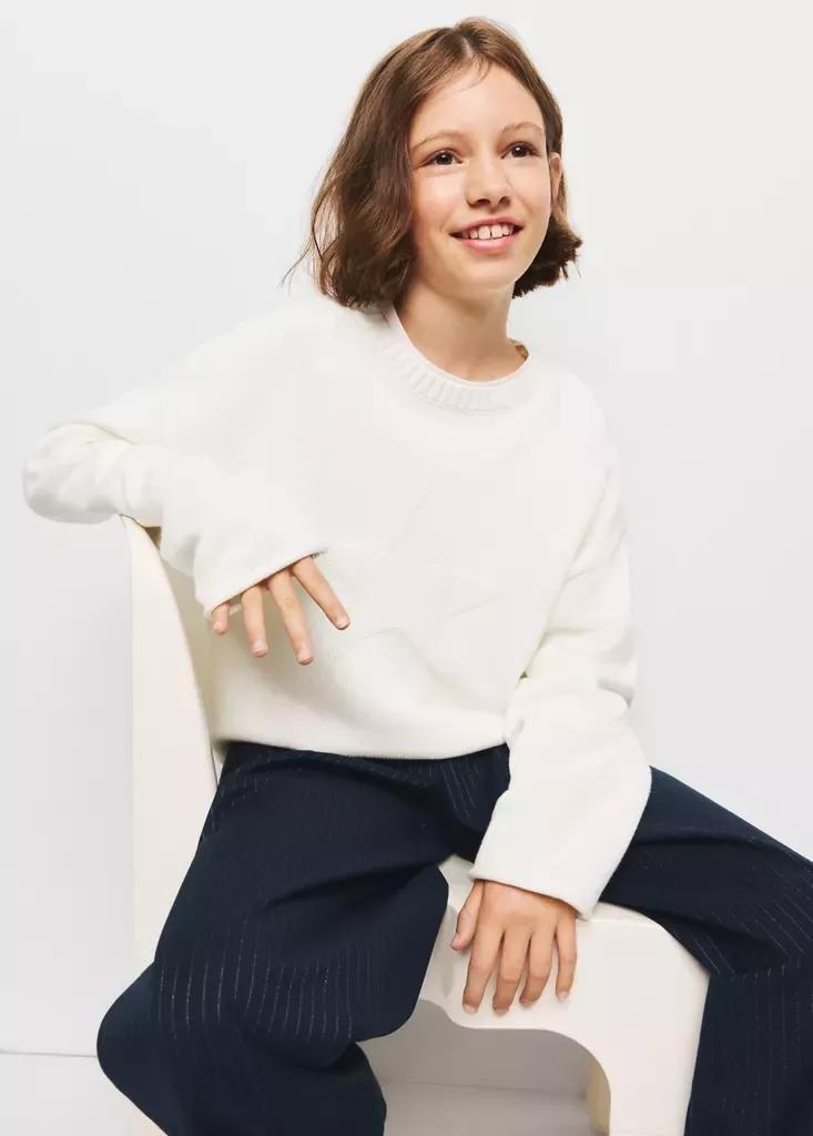 White Star Knitted Sweater, Kids Girl, , medium