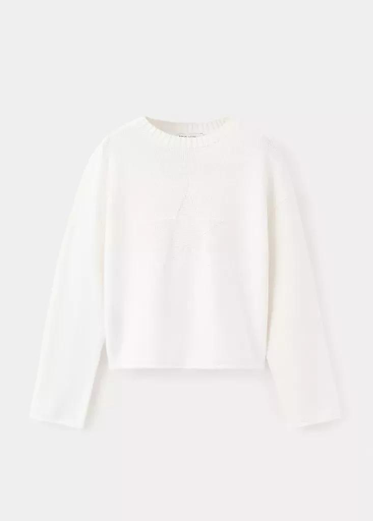 White Star Knitted Sweater, Kids Girl, , large image number 2