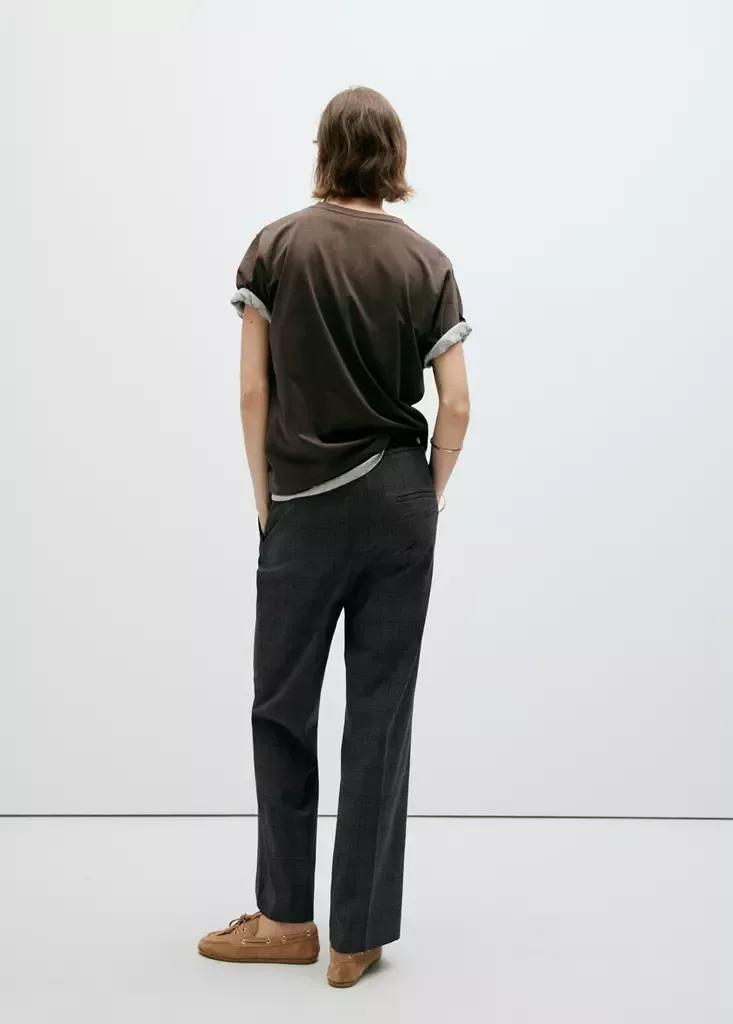 Grey Straight Mid-Rise Trousers, Grey, large image number 2