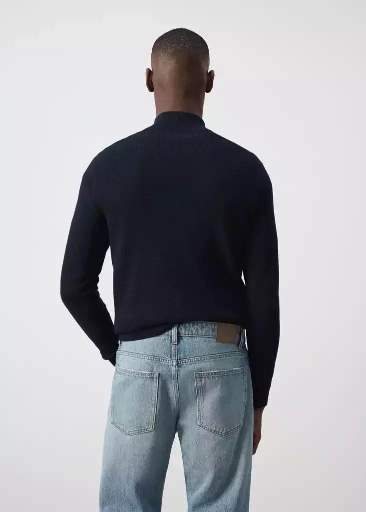 Navy Fine-Knit Cotton-Blend Jersey With Textured Zip-Up Fastening, Navy, large image number 2