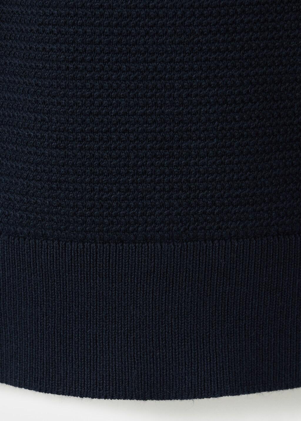 Navy Fine-Knit Cotton-Blend Jersey With Textured Zip-Up Fastening, Navy, large image number 3