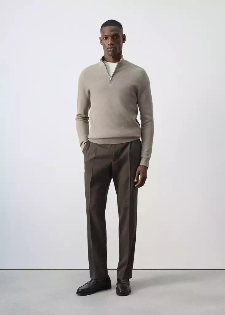 Grey Fine-Knit Cotton-Blend Jersey With Textured Zip-Up Fastening, Medium Grey, medium