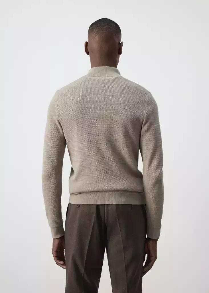 Grey Fine-Knit Cotton-Blend Jersey With Textured Zip-Up Fastening, Medium Grey, medium