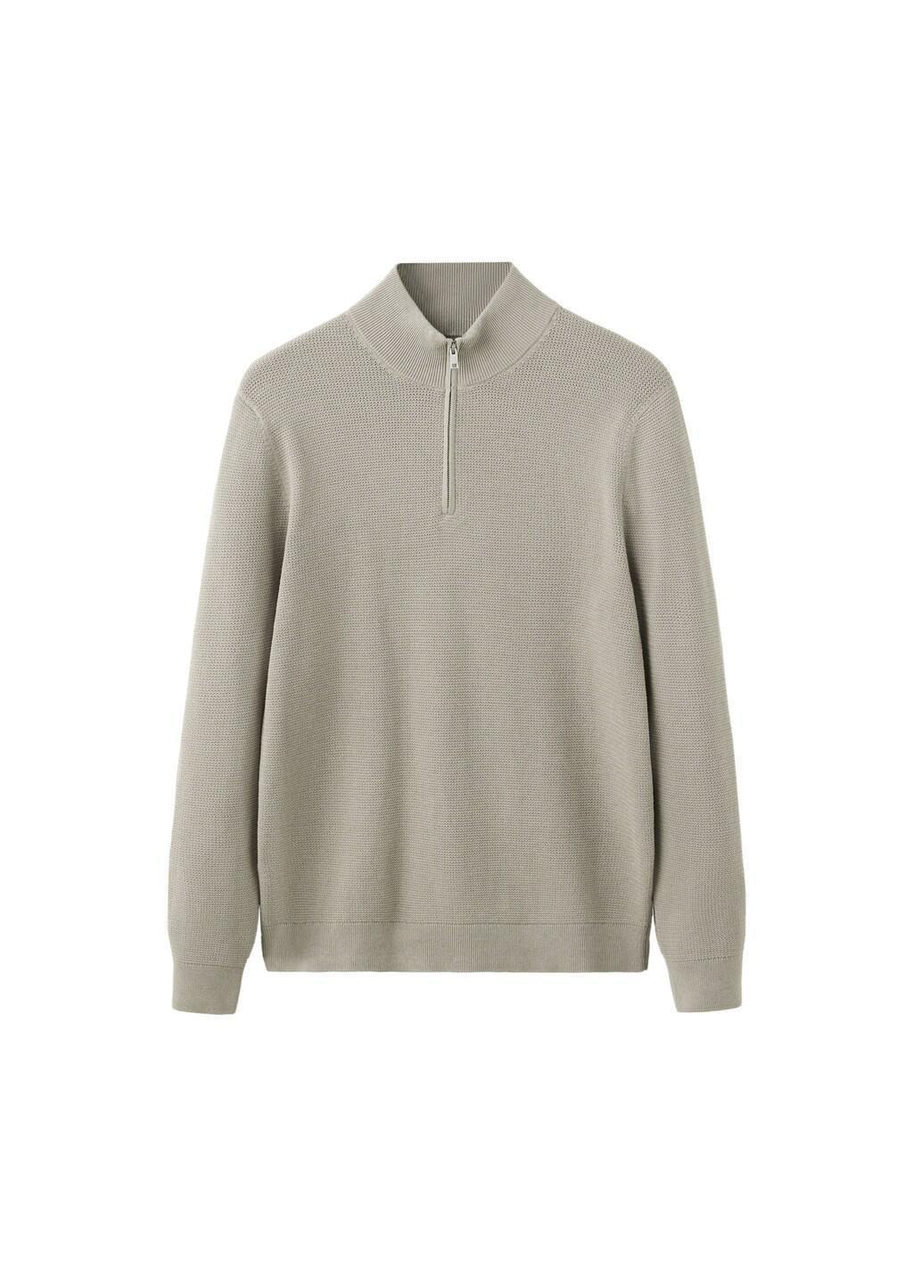 Grey Fine-Knit Cotton-Blend Jersey With Textured Zip-Up Fastening, Medium Grey, large image number 4
