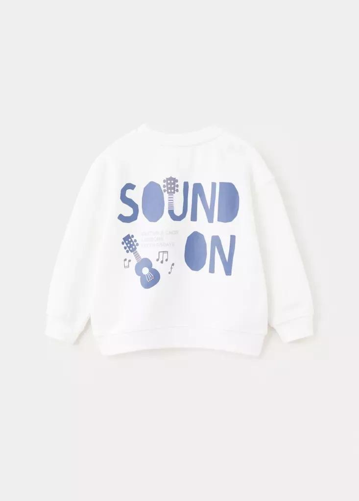 White Printed Sweatshirt 100% Cotton, Baby Boy, , medium