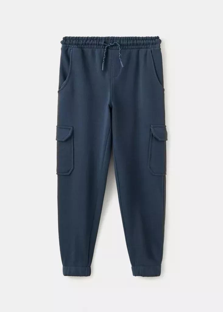 Navy Cargo Jogger Trousers, Kids Boys, Navy, large image number 0