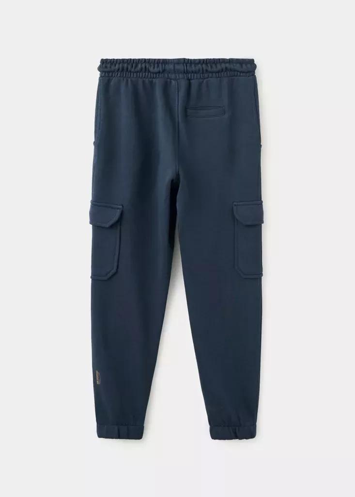 Navy Cargo Jogger Trousers, Kids Boys, Navy, medium