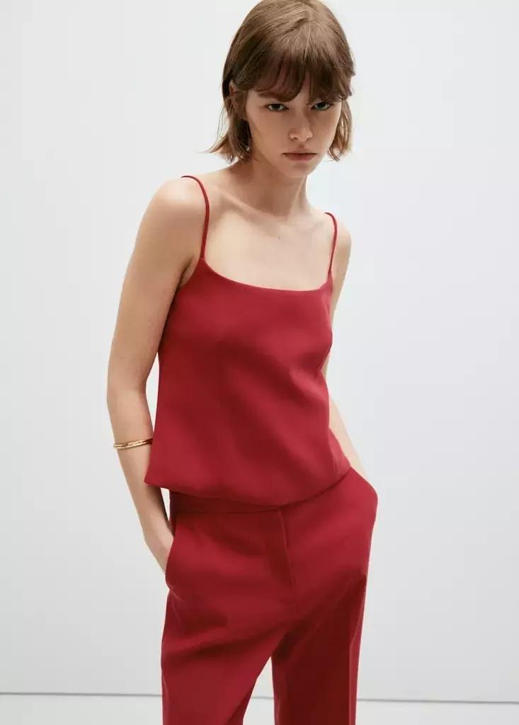 Red Plain Strapless Top, Red, medium