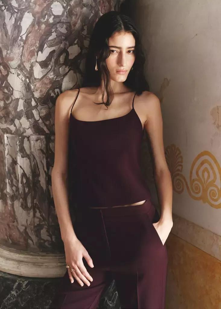 Burgundy Plain Strapless Top, Dark Red, medium