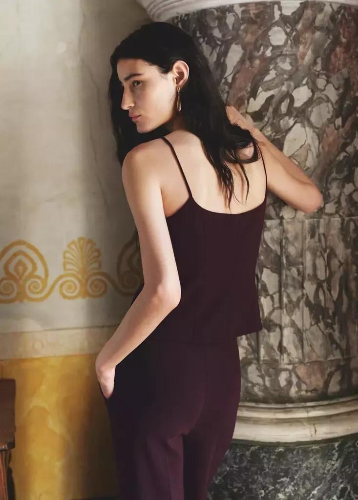 Burgundy Plain Strapless Top, Dark Red, large image number 1