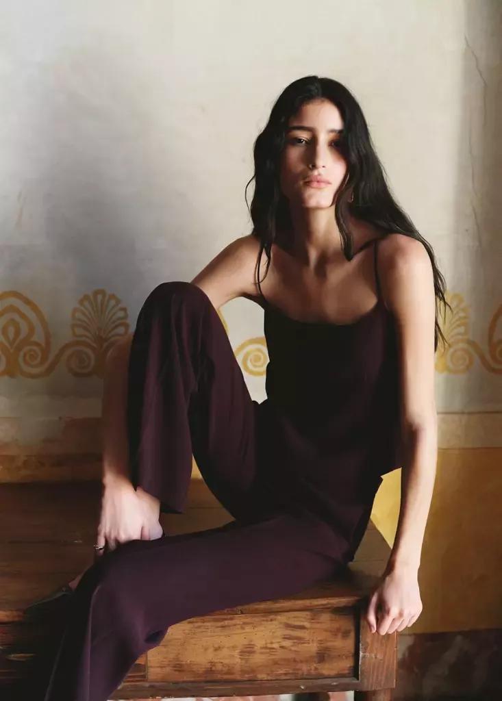 Burgundy Plain Strapless Top, Dark Red, large image number 2