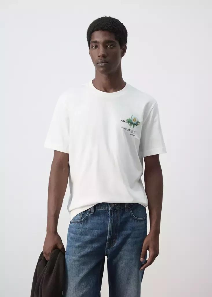 White Cotton Printed T-Shirt, , large image number 1