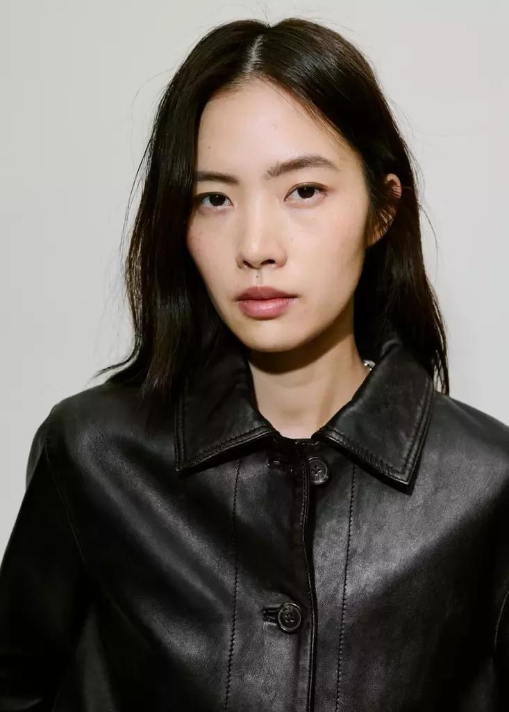 Brown Leather Jacket With Worn Effect, Brown, medium