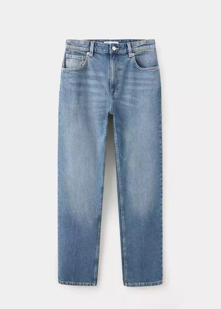 Blue High Waist Straight Jeans, , large image number 4