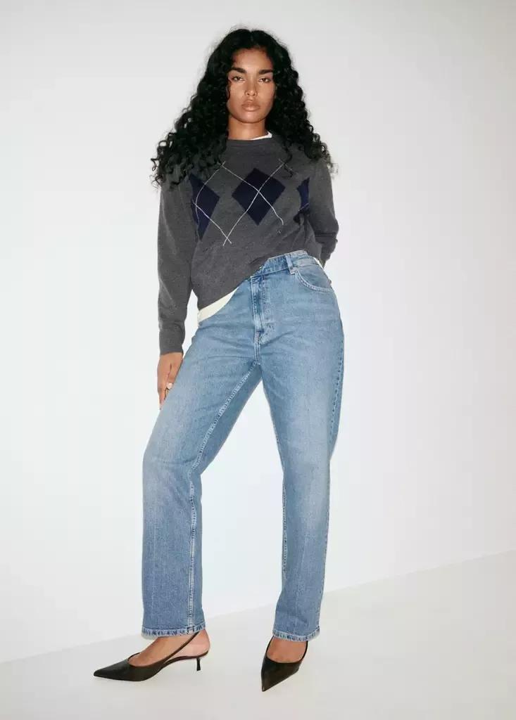 Blue High Waist Straight Jeans, , large image number 8