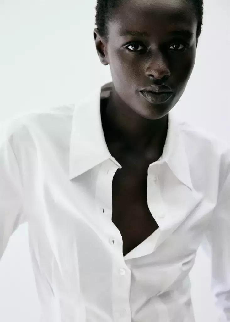 White Pleated Cotton Shirt, , large image number 3