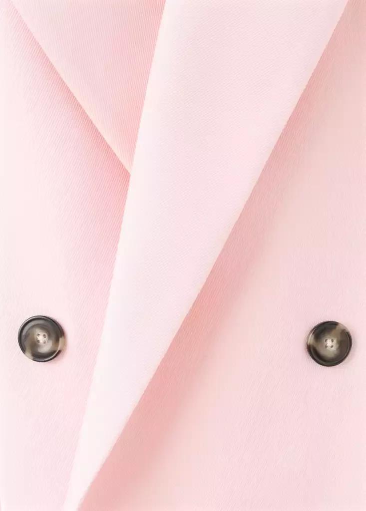 Pink Double-Breasted Cotton Blend Suit Blazer, , large image number 6