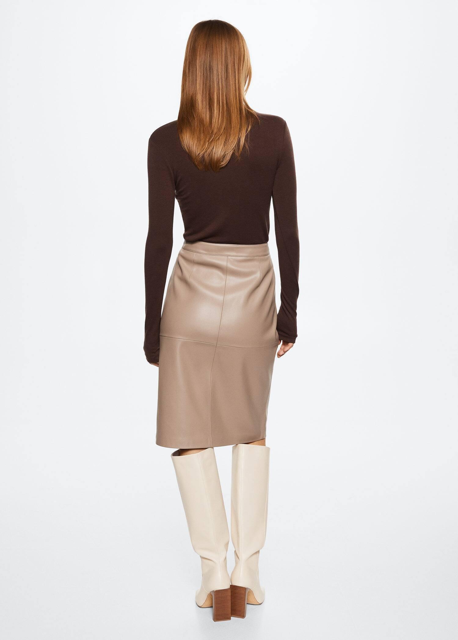 lt pastel grey Faux-leather pencil skirt, , large image number 5
